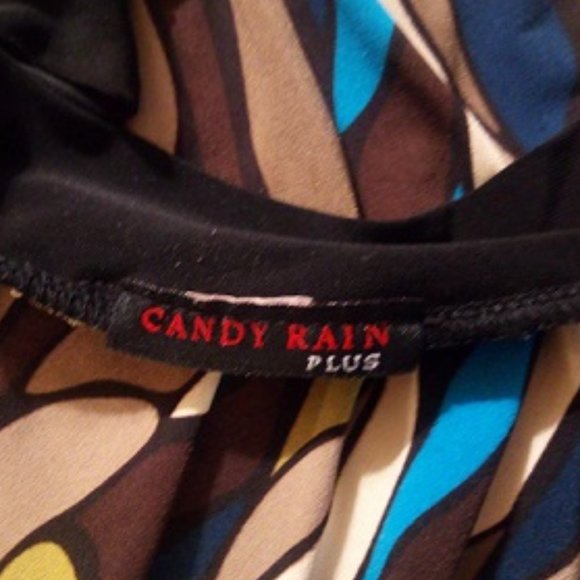 Candy Rain Plus Women's Blouse    Browns & Teal Pattern     Size  Large - Picture 3 of 3